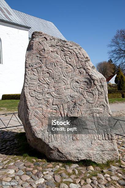 Unesco World Heritage Denmarks Birth Certificate The Jelling Runic Stone Stock Photo - Download Image Now