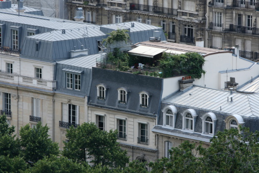 Terrace on the roofs in Paris