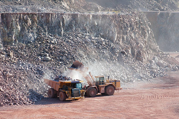 istock Open-pit Mine with Earth Mover and Dump Truck 171154224