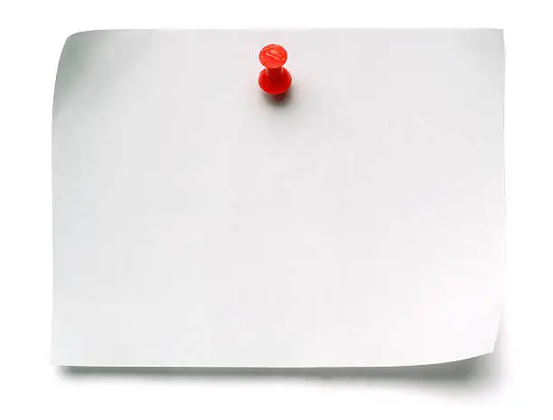 Photo of White Post-it Note with Push Pin