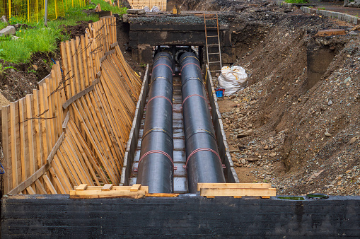 Installation of new underground pipeline. Renovation of city communications