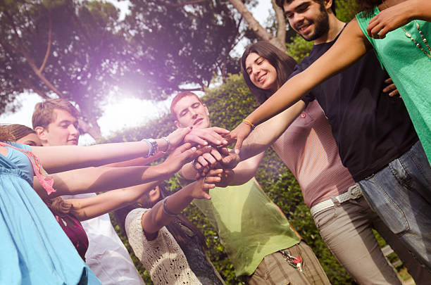 istock Stack of hands friends - real people agreement 171155524