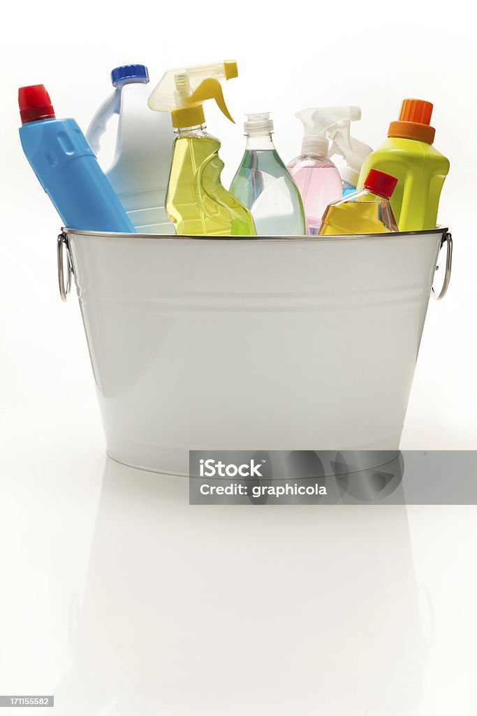 Cesta de produtos de limpeza - Royalty-free Alforje - Cesto Foto de stock