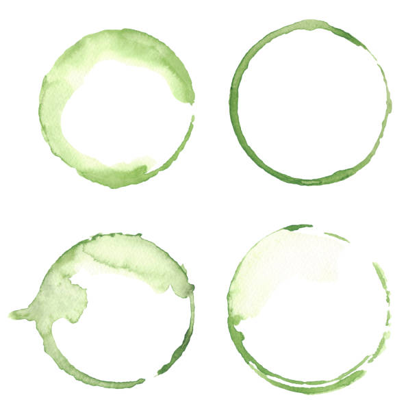 istock A set of watercolor spots, green circles. Decorative elements isolated on a white background, hand-drawn. 1711556666