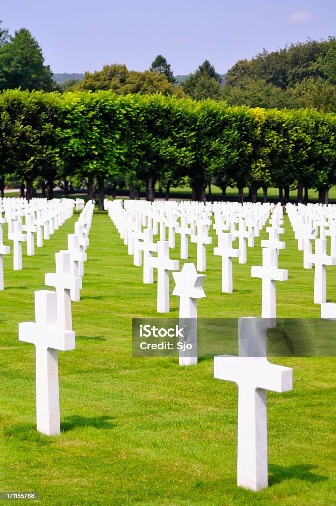 Cemeteray crosses White crosses on the World War I American cemetary of Meusse Argonne, near the village of Romagne in France. Cemetery Stock Photo
