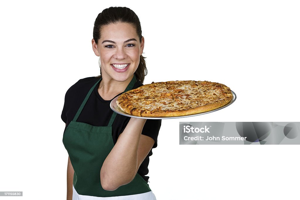 Fröhlich pizza Mädchen - Lizenzfrei Pizza Stock-Foto
