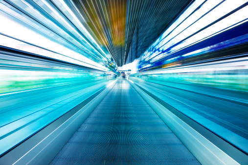 blurred motion of airport moving walkway, long exposureClick here to view more related images: