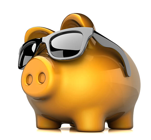 Cool piggy bank stock photo