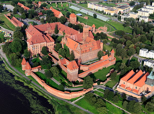 Aerial photo of the Teutonic castle Aerial view of the Teutonic castle  in Malbork malbork photos stock pictures, royalty-free photos & images