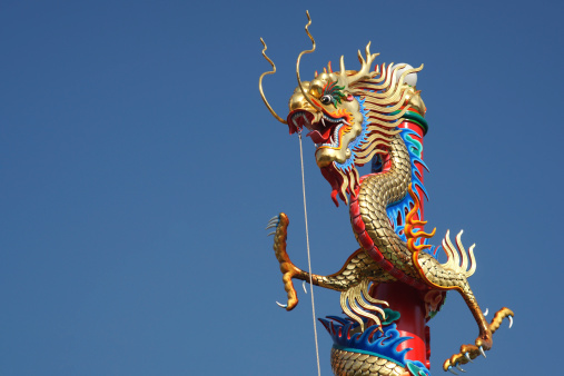 Chinese Dragon Sculpture at Chinese Temple, Horizontal:More images about Chinese Dragon: