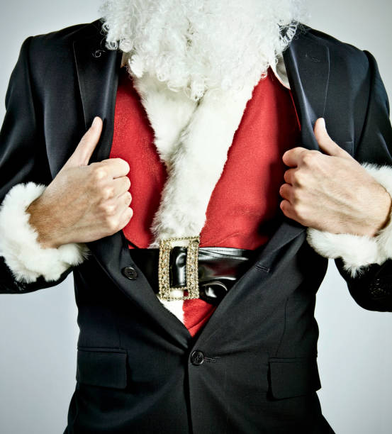 Man dressed in a Santa Claus costume stock photo