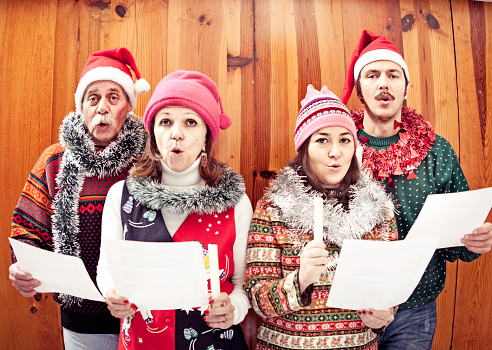 Family singing Christmas songs