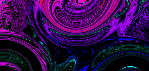 istock Bright fluid neon green purple pink blue wavy line on black glitched background. Abstract liquid swirl wave. Art trippy digital glitch backdrop. Virtual Augmented reality. NFT card. XR 1711569060