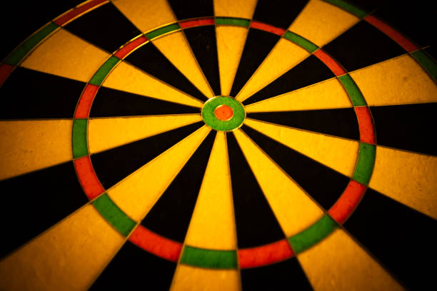 Close-Up Dartboard in Warm Hues, horizontal format, 2023