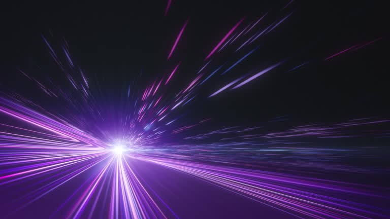 Light Trails, Long Exposure, Ultra Wide Angle - High Speed Motion - Loopable Background Animation With Copy Space - Purple Version