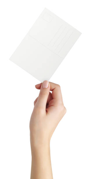 Greeting card in woman hand stock photo