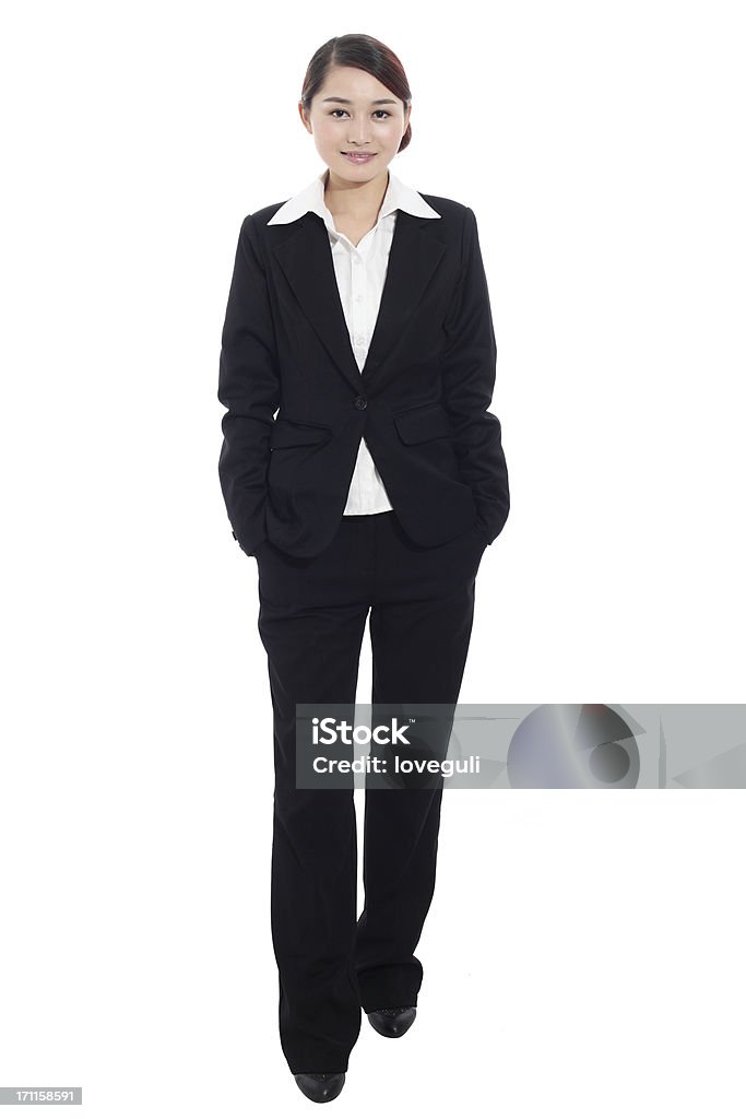 business woman standing with white background Japanese Ethnicity Stock Photo