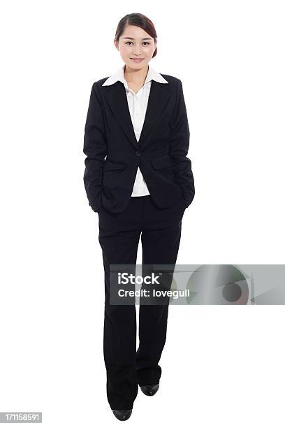 Business Woman Standing With White Background Stock Photo - Download Image Now - Japanese Ethnicity, Suit, Women