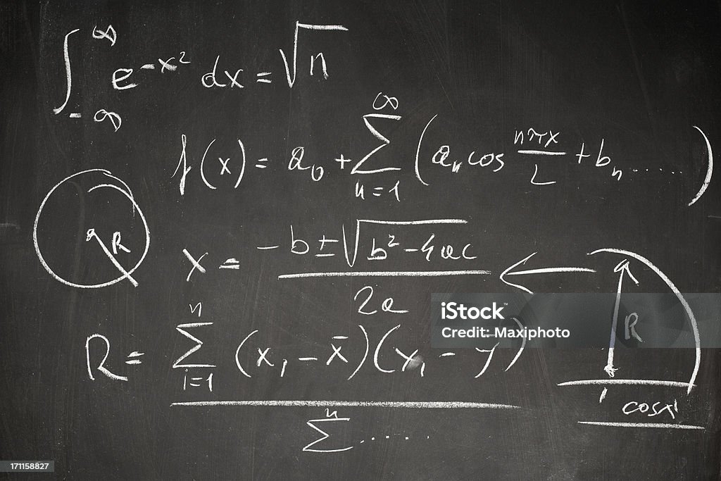 대한 수학 공식을 blackboard - 로열티 프리 수학 공식 스톡 일러스트