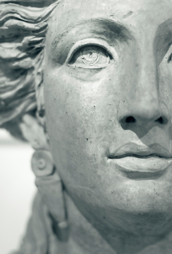 Face of an ancient roman woman, Rome, Italy. ROME S.P.Q.R. Lightbox: