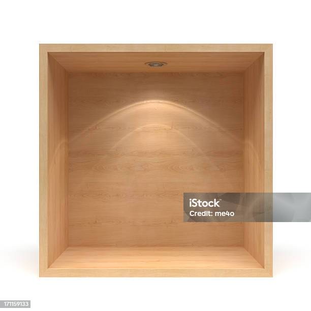 3d Empty Wooden Shelf Stock Photo - Download Image Now - Wood - Material, Shelf, Box - Container