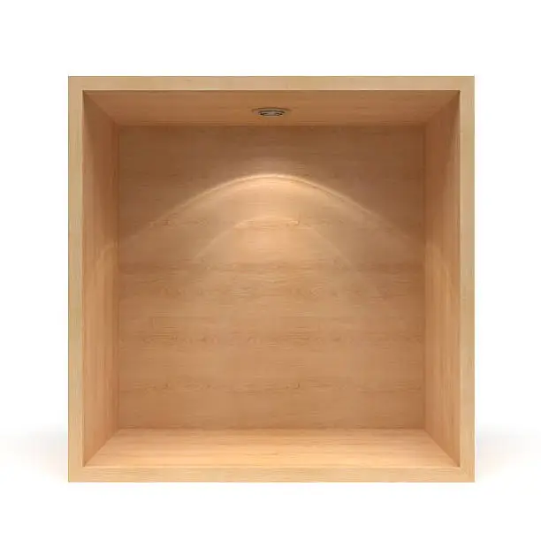 Photo of 3d empty  wooden shelf