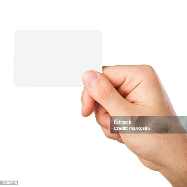 A Blank White Business Card Being Held Stock Photo - Download Image Now - Greeting Card, Human Hand, Holding Hands