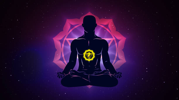 istock Manipura chakra with meditation human in lotus pose 1711591923