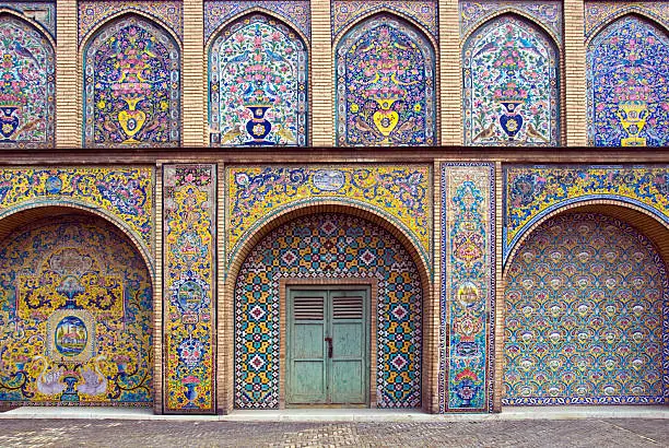 Tiled detail of the Golestan Palace in Tehran, Iran.