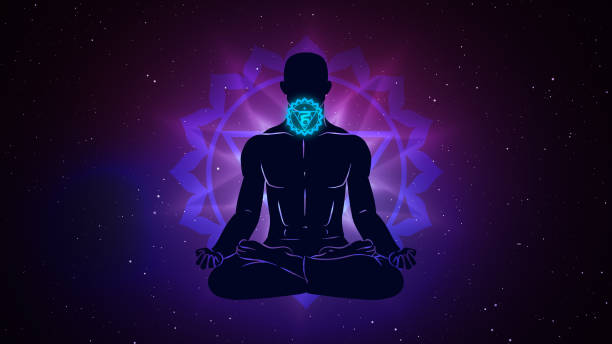 istock Vasudha chakra with meditation human in lotus pose 1711592482