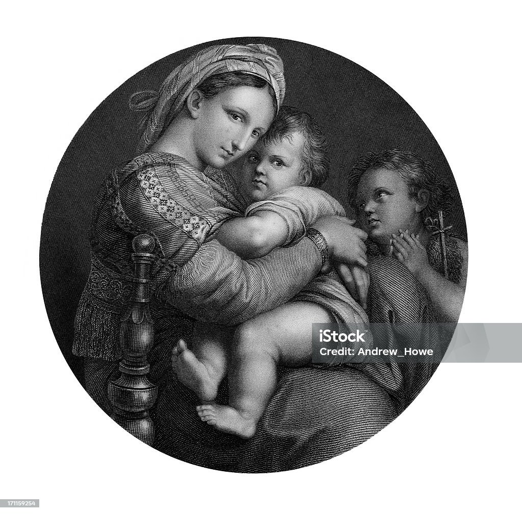 The Holy Family The Holy Family  by Raphael19th Century Illustration Virgin Mary stock illustration