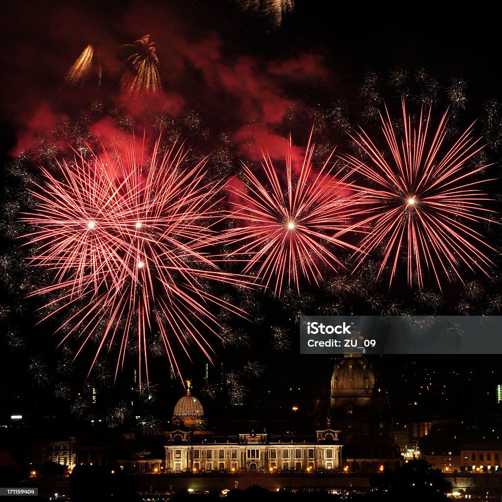 Feuerwerk in Dresden, Deutschland, Stadt-festival - Lizenzfrei Brühlsche Terrasse Stock-Foto