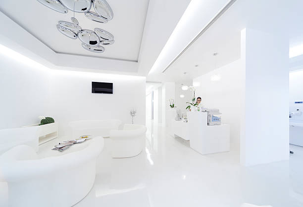 Medical office Reception area of a modern medical office beauty clinic stock pictures, royalty-free photos & images