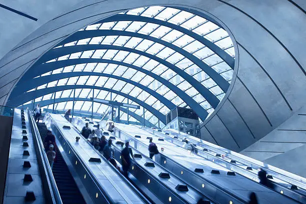 Photo of Subway Station Escalators, Canary Wharf, London, England