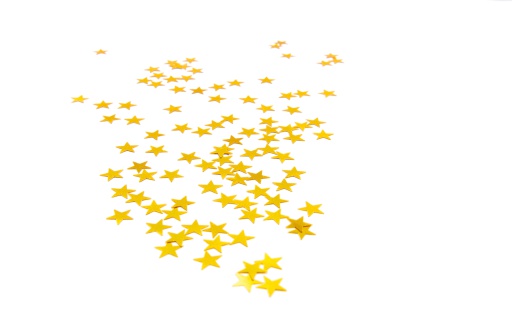 Decorative golden stars on white background, copy spaceMore seasonal design elements: