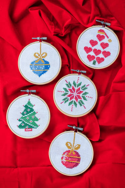 istock Handmade cross-stitch Christmas decoration 1711621591