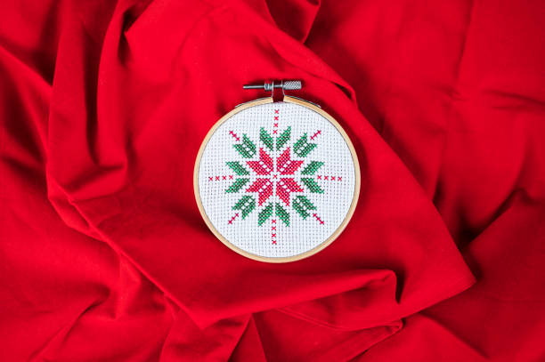 istock Handmade cross-stitch Christmas decoration 1711623117