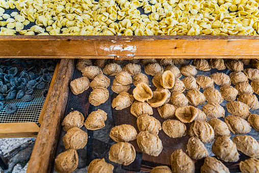 Craft tables to dry the orecchiette, pasta made by the women of Bari, Italy.