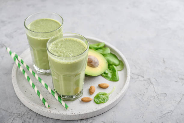 istock Green smoothie with spinach or avocado 1711724138