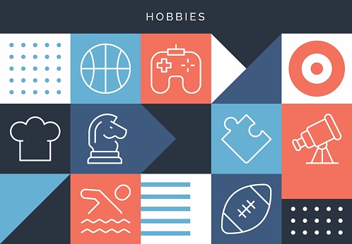 Hobbies Related Design With Line Icons.