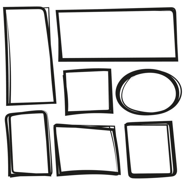 Set of freehand drawn rectangles vector art illustration