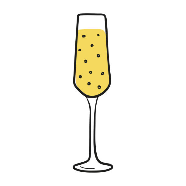 Vector icon of champagne glass vector art illustration