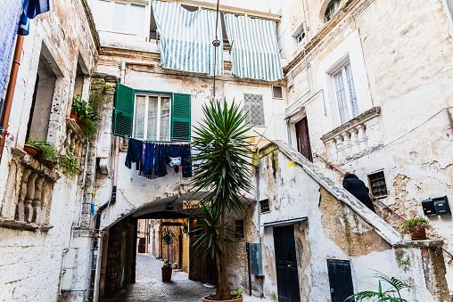 Beautiful streets of Bari, Italian medieval city.