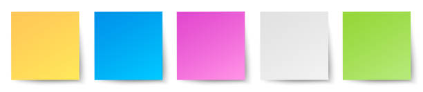 istock Set sticky papers in different colours isolated, collection stick note isolated, shaded sticky post it note paper with shadows - stock vector 1711768997
