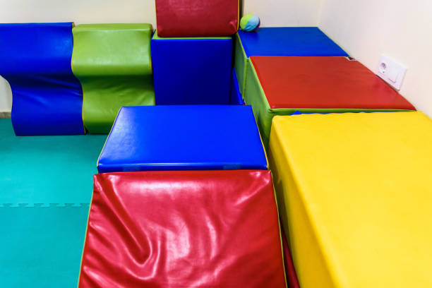 istock Exercise room for children with disabilities, soft colored blocks. 1711771708