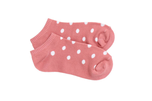 istock Pink polka dot ankle socks on white background, isolated 1711805536