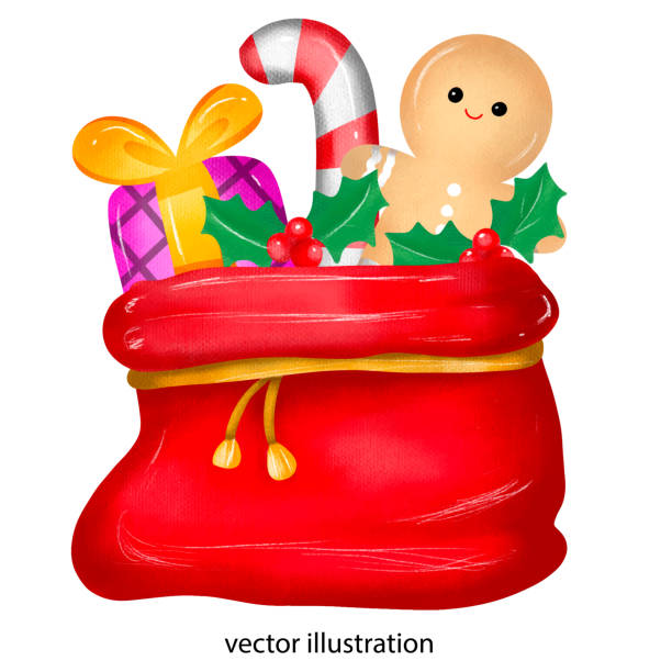 istock Christmas Santa Claus bag  with cookie and gift on a isolate white background 1711807662