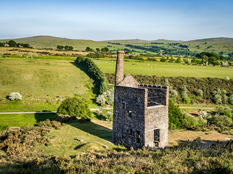 The engine house of the Wheal Betsy mine, the last still standing on Dartmoor, near Tavistock, Devon, UK.