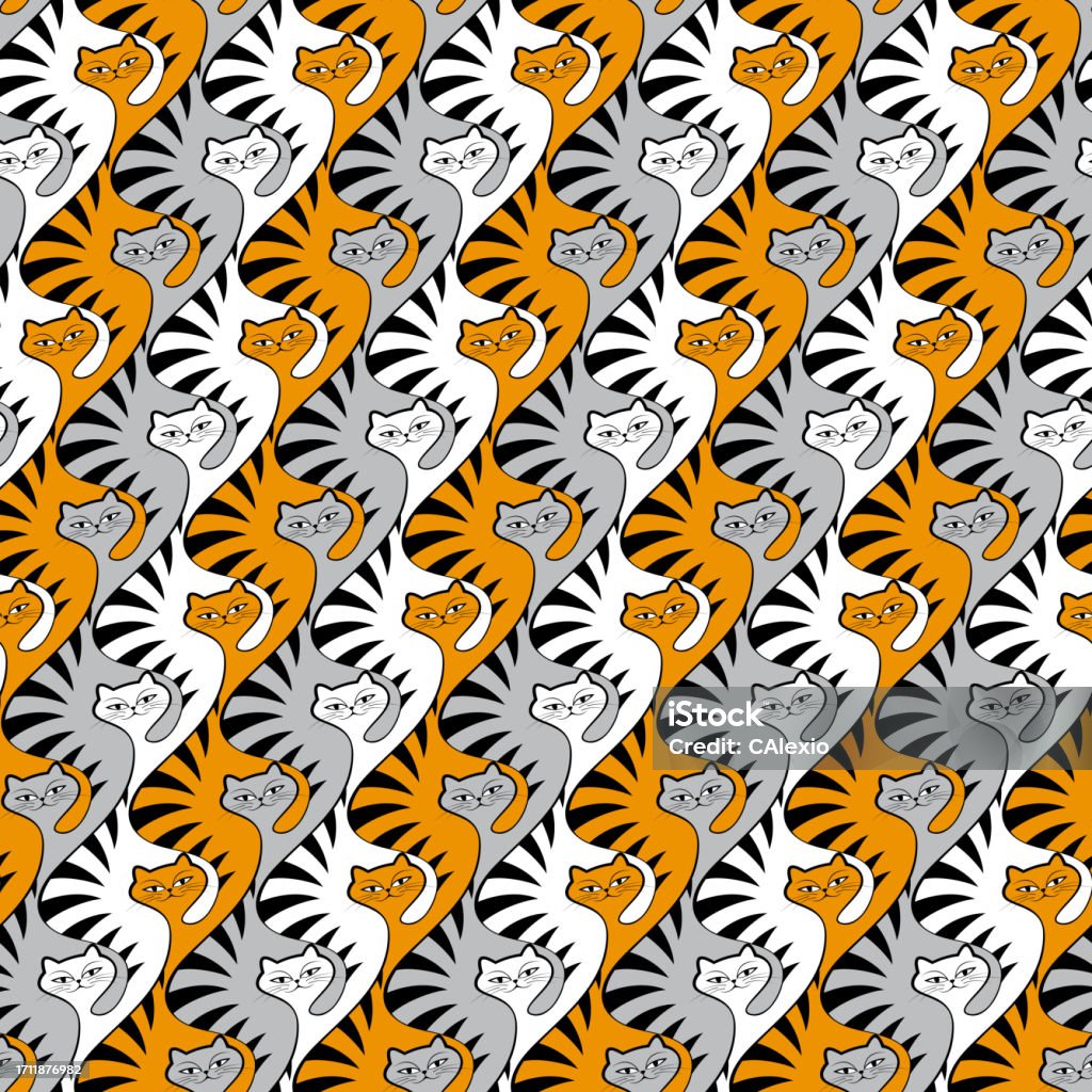 Cat Texture Repeat Pattern Seamless Repeating Pattern With Stylized Tabby Cats In Black White And ...