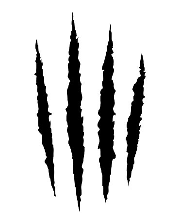 Claws scratches, Animal claws, Black Claws animal scratch, tiger, cat, paw shape, four nails, Claw Mark